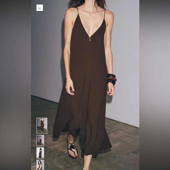 Zara Dresses & Skirts - Zara Brown Maxi Boho Flow Dress
